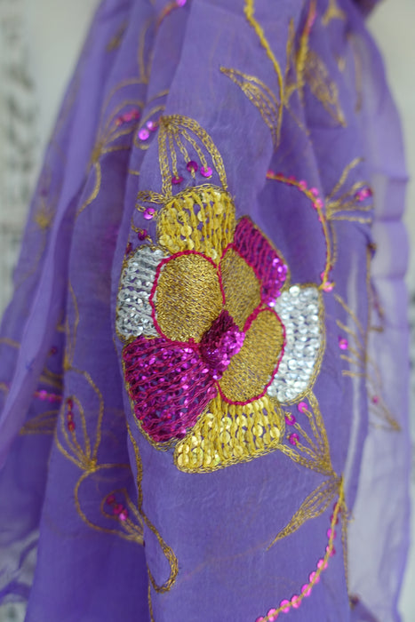 Lilac Vintage Embellished Dupatta - New