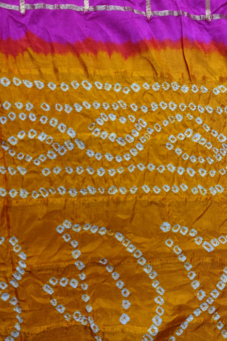 Saffron And Pink Bandhani Dupatta - New
