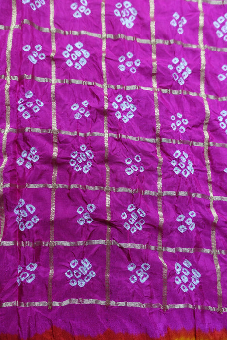 Saffron And Pink Bandhani Dupatta - New
