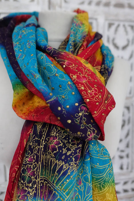 Multicoloured Vintage Glitter Printed Dupatta - New