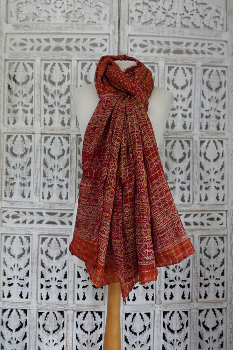 Rusty Orange Bandhani Print Dupatta - New