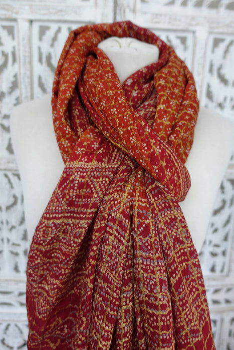 Rusty Orange Bandhani Print Dupatta - New