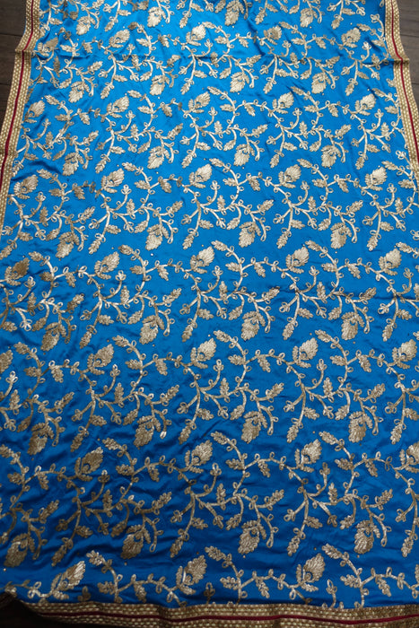 Blue With Gold Braid Dupatta - New