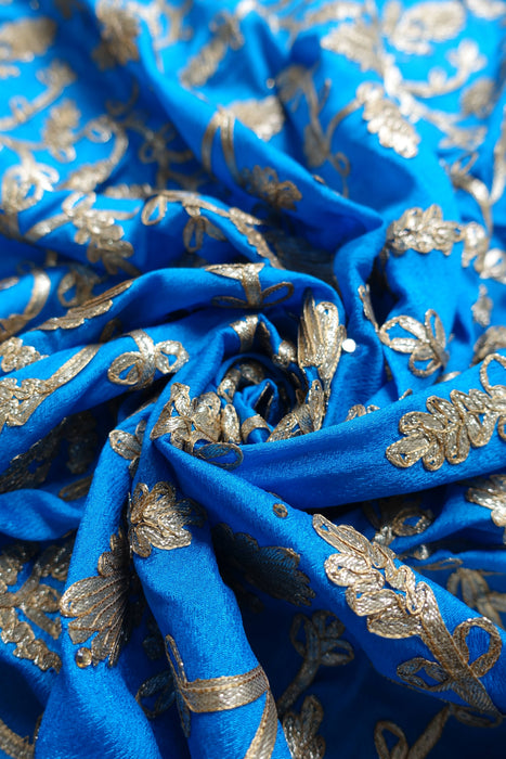 Blue With Gold Braid Dupatta - New
