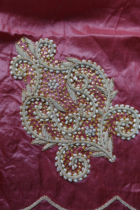 Coral Tissue Silk Vintage Zardosi Dupatta - New