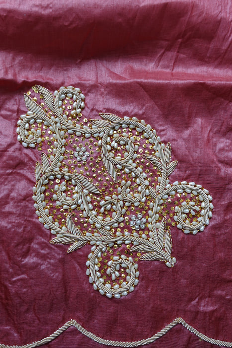 Coral Tissue Silk Vintage Zardosi Dupatta - New