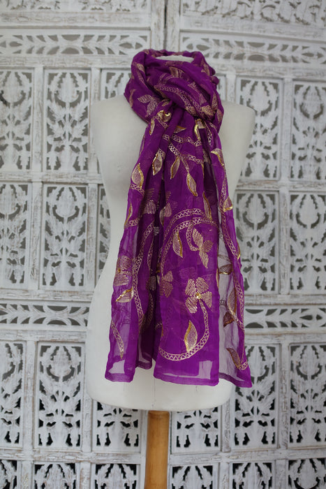 Vintage Purple Embroidered Dupatta - New