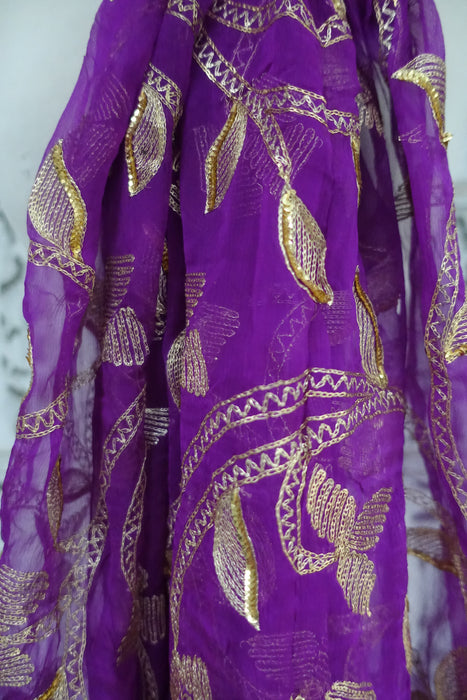 Vintage Purple Embroidered Dupatta - New