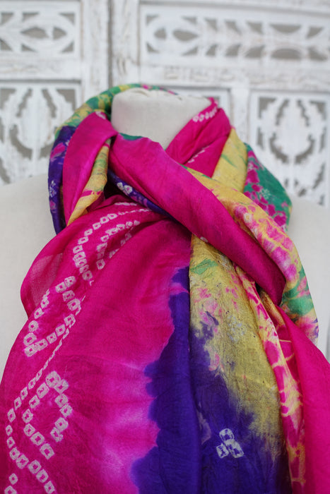 Pink Silk Tie Dye Dupatta - New