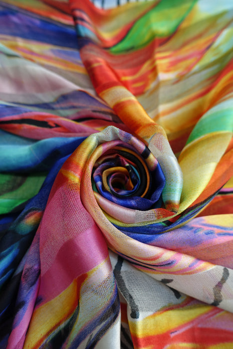 Multicoloured Ribbon Chiffon Digital Print Dupatta - New