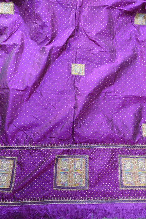 Purple Vintage Pure Silk With Cotton Backing Silk Tassels - New