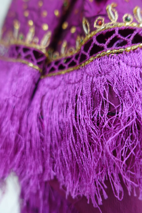 Purple Vintage Pure Silk With Cotton Backing Silk Tassels - New