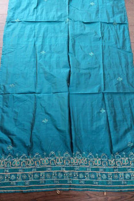 Teal Vintage Silk Beaded Dupatta - New
