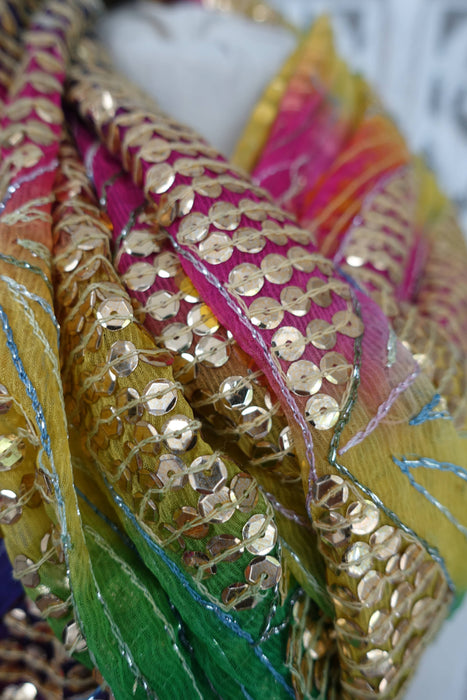 Multicoloured Chiffon Vintage Dupatta - New