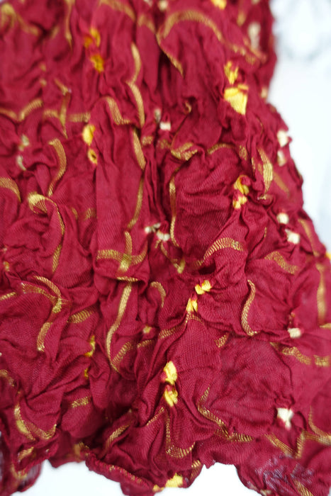Deep Maroon Crushed Bandhani Silk Dupatta - New