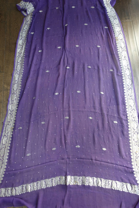 Matt Purple Banarsi Chiffon Dupatta - New