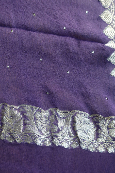 Matt Purple Banarsi Chiffon Dupatta - New