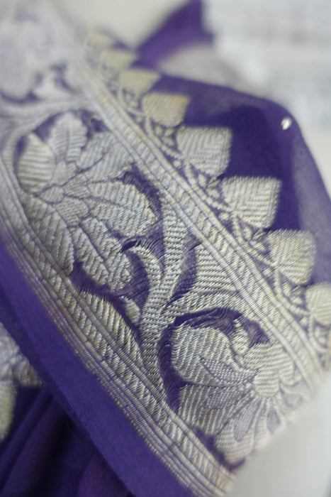 Matt Purple Banarsi Chiffon Dupatta - New