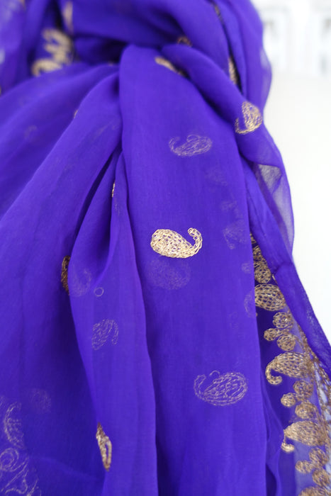 Purple Embroidered Vintage Dupatta - New