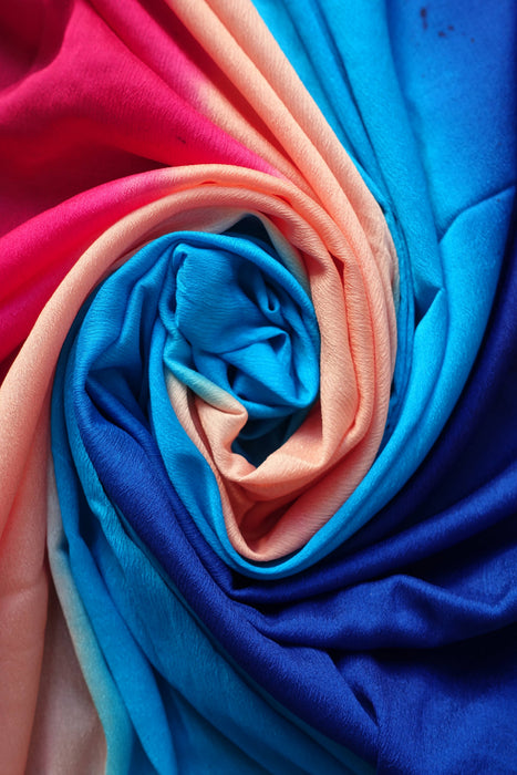 Multicoloured Silk Dupatta With Gold Bead Trim - Preloved