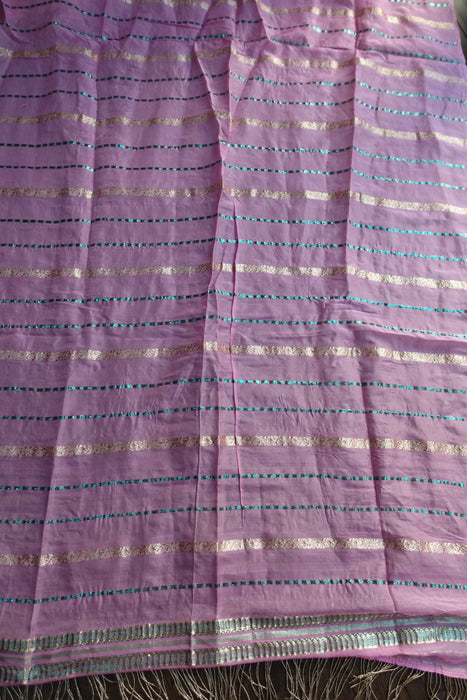 Pink Vintage Shawl With Gold Fringe - New