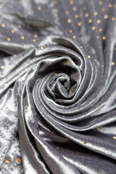Slate Grey With Diamante Stones Dupatta - New