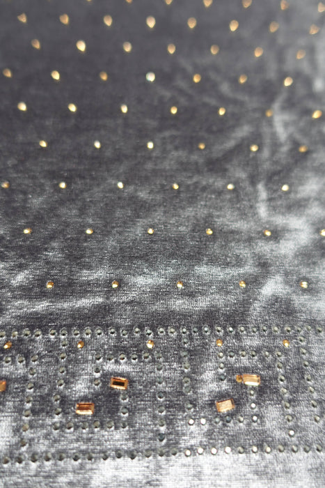 Slate Grey With Diamante Stones Dupatta - New