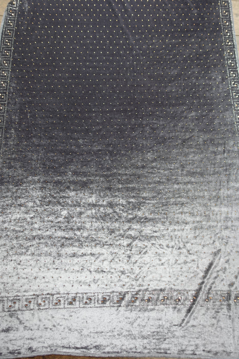 Slate Grey With Diamante Stones Dupatta - New
