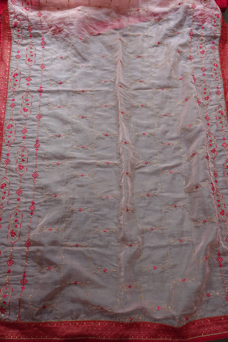 Soft Pink And Red Voile Dupatta - New