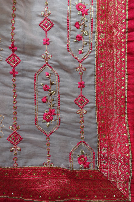 Soft Pink And Red Voile Dupatta - New