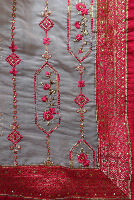 Soft Pink And Red Voile Dupatta - New