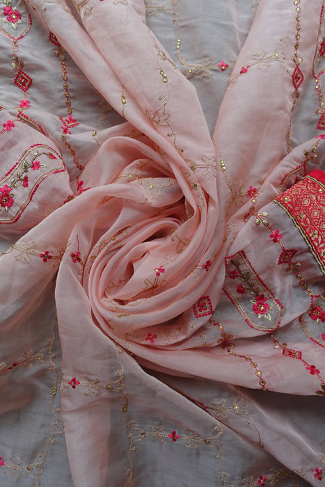 Soft Pink And Red Voile Dupatta - New
