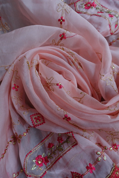 Soft Pink And Red Voile Dupatta - New