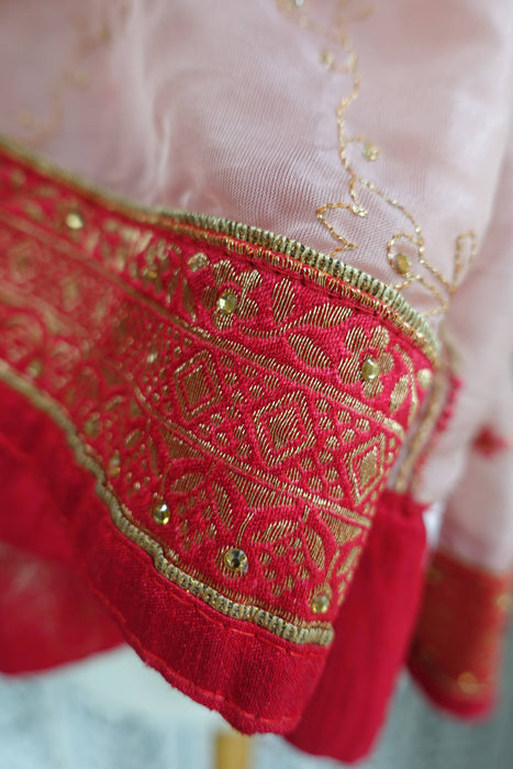 Soft Pink And Red Voile Dupatta - New