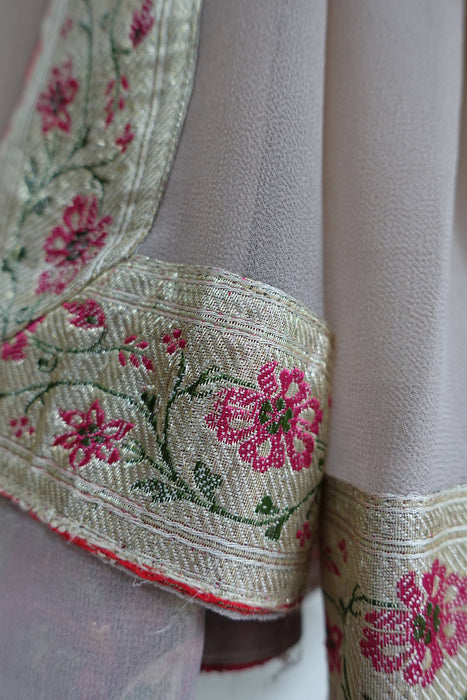 Beige With Floral Banarsi Border - New
