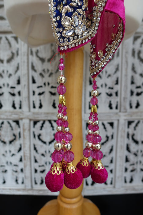 Pink Dupatta With Velvet Trim - Preloved