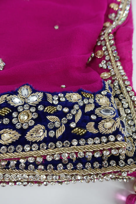 Pink Dupatta With Velvet Trim - Preloved