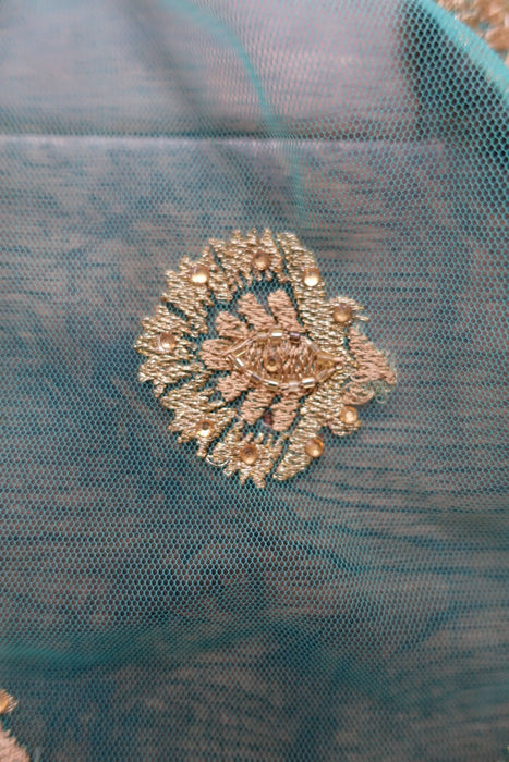 Aqua Blue Heavy Cutwork Dupatta - New