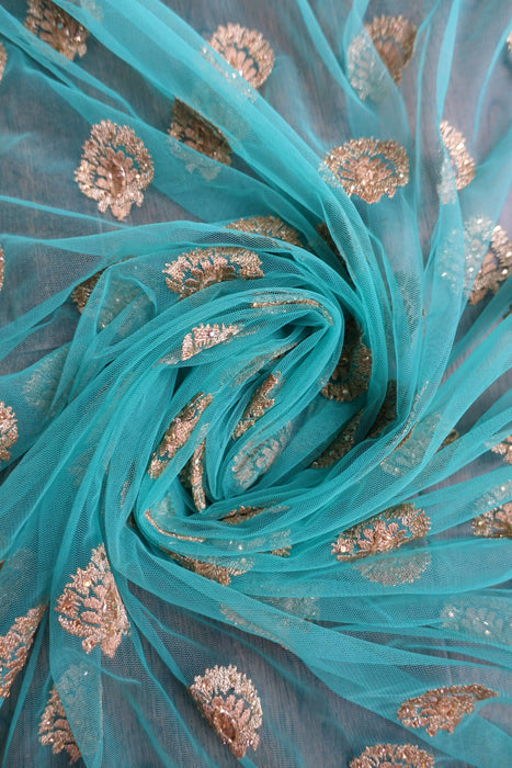 Aqua Blue Heavy Cutwork Dupatta - New