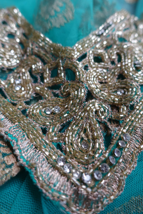 Aqua Blue Heavy Cutwork Dupatta - New