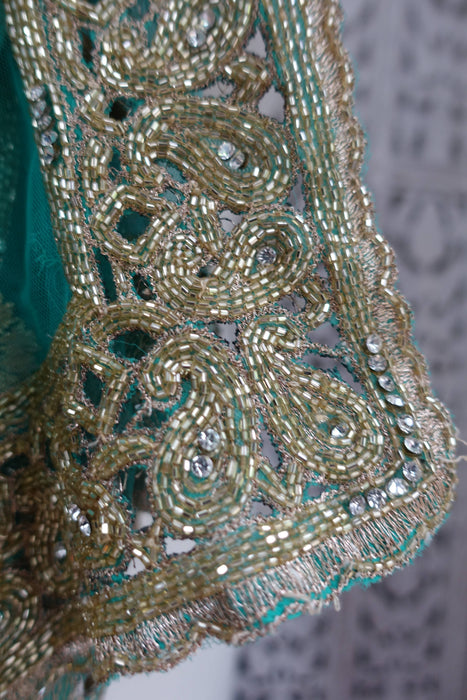 Aqua Blue Heavy Cutwork Dupatta - New