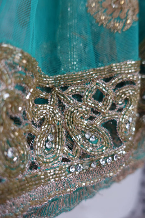 Aqua Blue Heavy Cutwork Dupatta - New