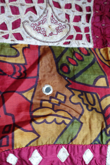 Maroon And Printed Silk Tissue Silk Vintage Dupatta - New