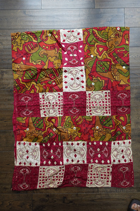 Maroon And Printed Silk Tissue Silk Vintage Dupatta - New
