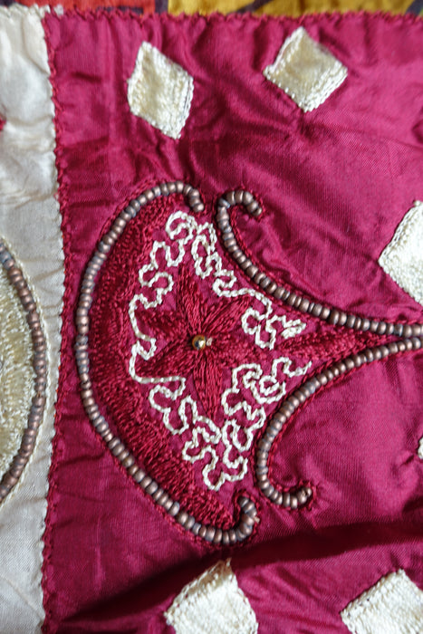 Maroon And Printed Silk Tissue Silk Vintage Dupatta - New