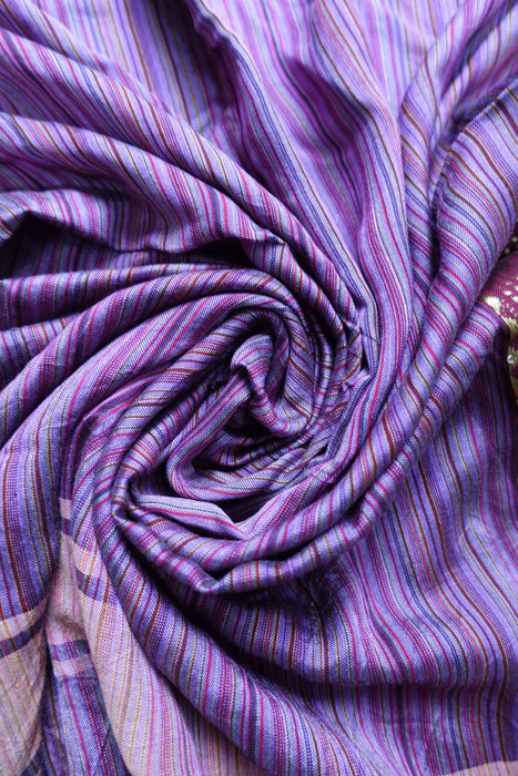 Purple Stripe Cotton Tasselled Dupatta - New
