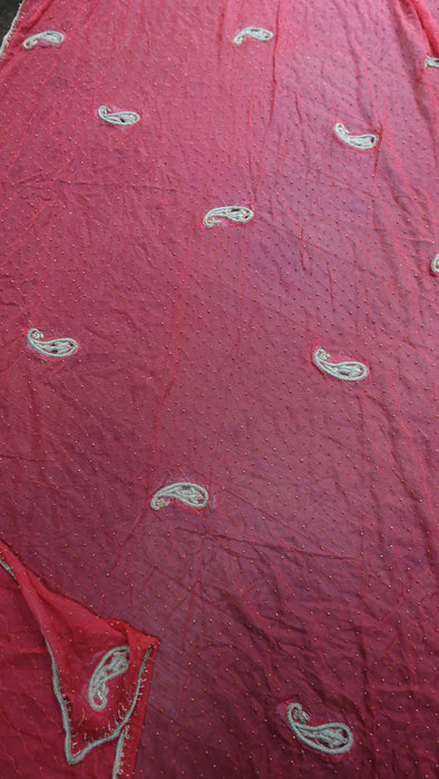 Peachy Orange Vintage Zardosi Paisley Dupatta - New