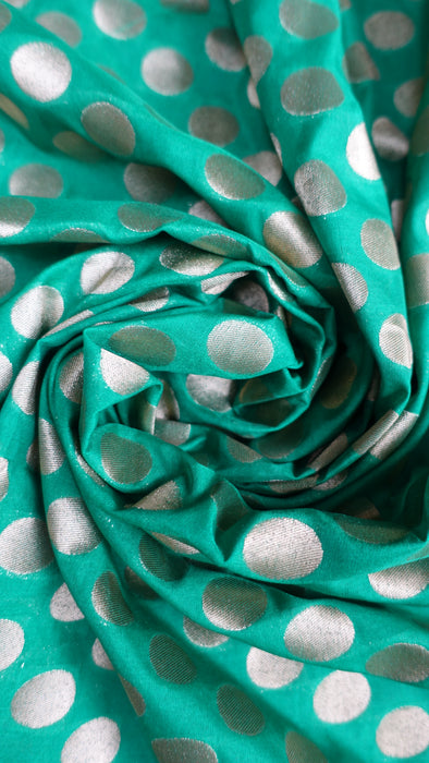 Green And Gold Spot Banarsi Dupatta - New