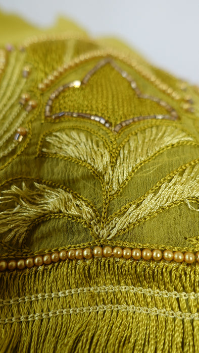 Citrus Green Vintage Silk Chiffon Dupatta - New