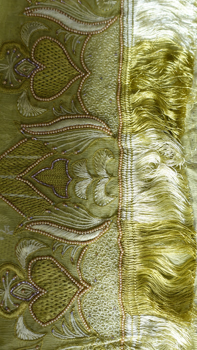 Citrus Green Vintage Silk Chiffon Dupatta - New